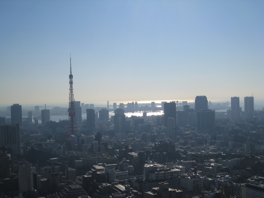 東京タワーと東京湾が見える朝の景色