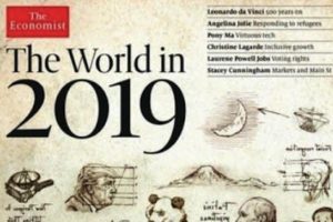 「The Economist」（エコノミスト）の、 「The World in 2019」と題された号の表紙の富士山