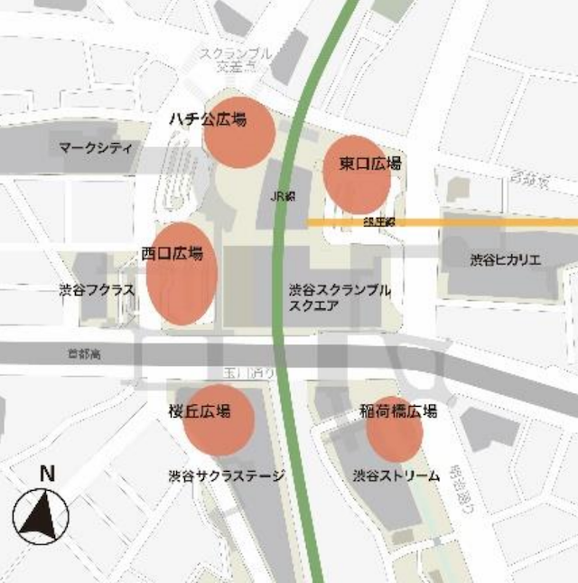 渋谷駅周辺の「広場」を図解